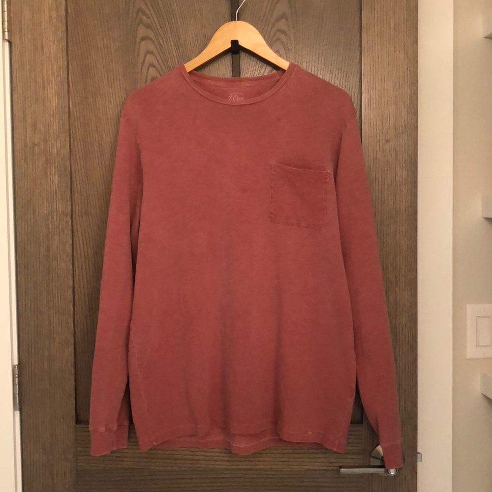 EUC J.Crew Large Tall Garment Dyed Long Sleeve Pocket Tee